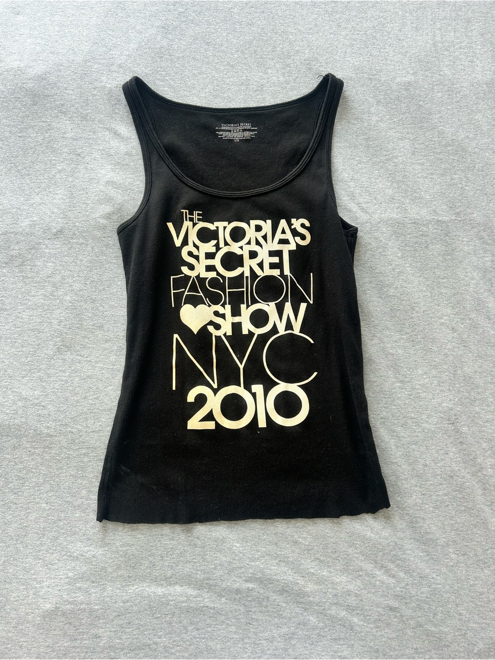 Victoria's Secret Black Tank Top with Cream Graphic